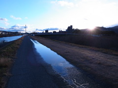 太田川河川敷の夕日