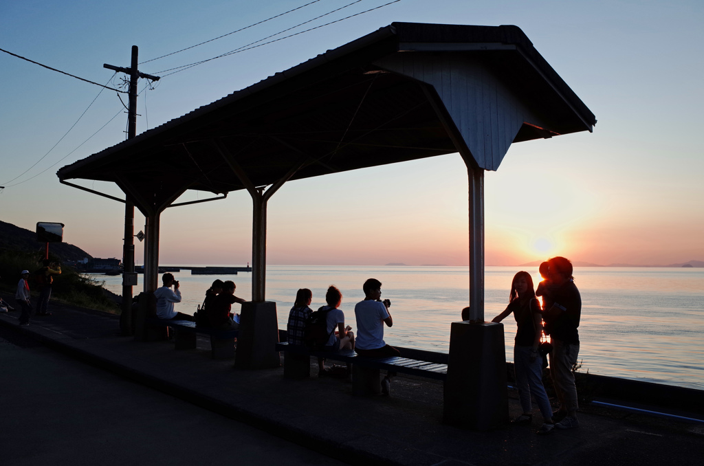 下灘駅夕景