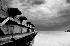 Landscape at evening in a wharf