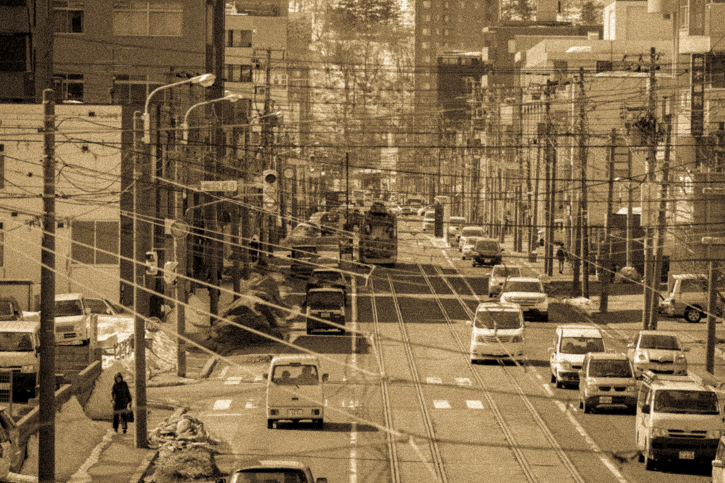 鉄路と車道