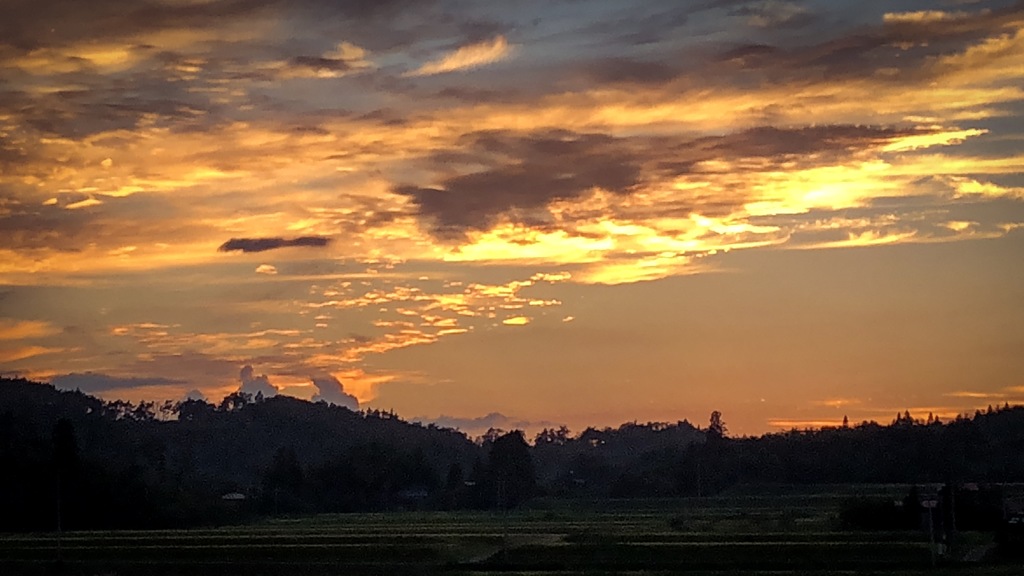 田園と夕景