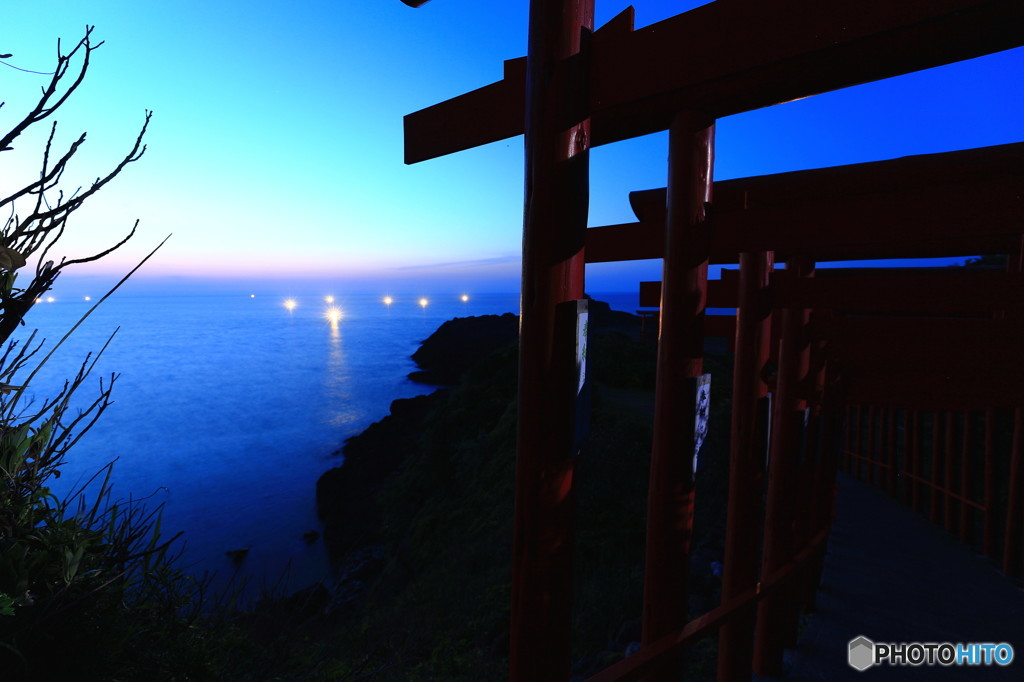 漁火と鳥居