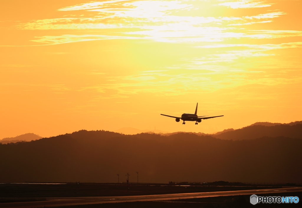 広島空港の夕景