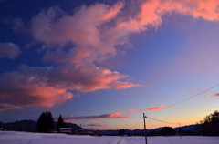 安曇野の朝焼け雲