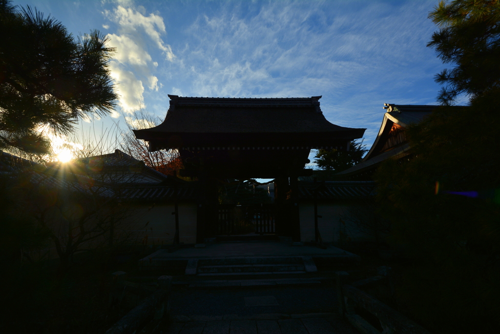 梅宮大社神苑門と秋の空