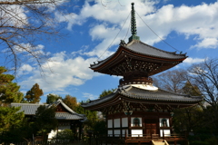 本法寺・多宝塔と冬の空１