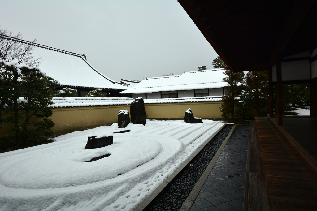 龍源院庭園・一枝坦　雪景