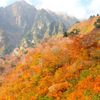 岩壁と燃える山