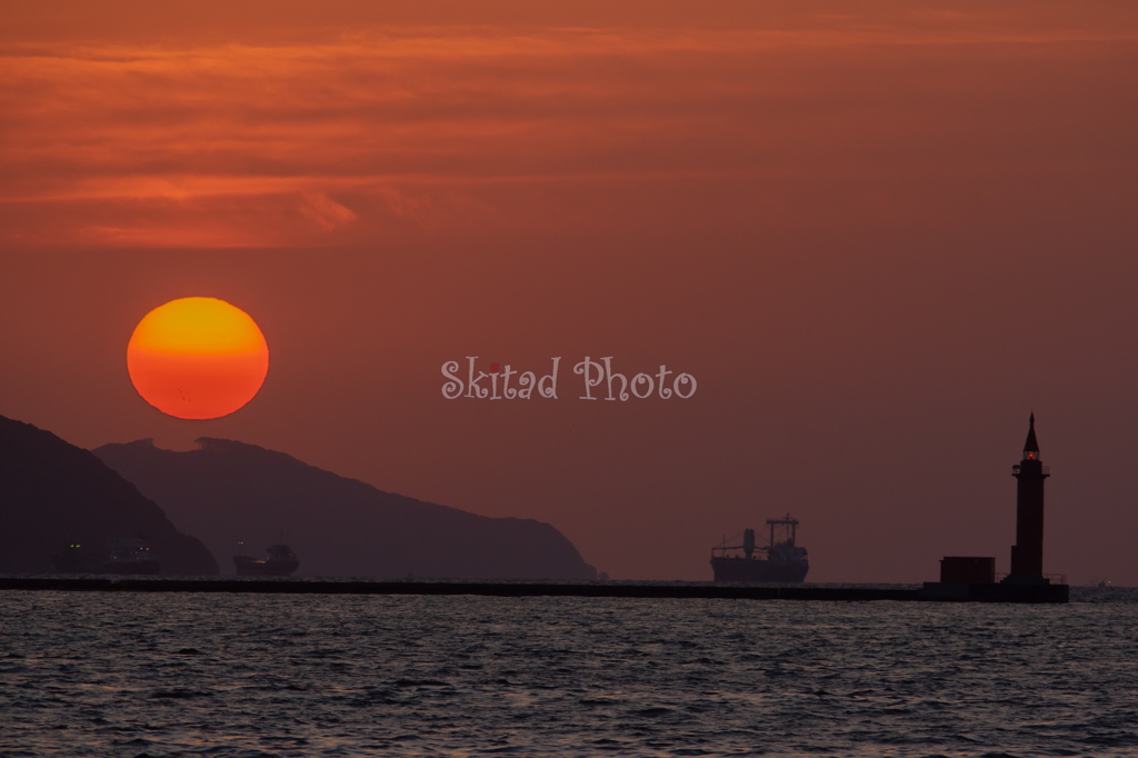 博多湾の夕日