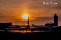夕暮れ空港2