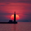 湾の夕陽