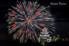 唐津城の花火2