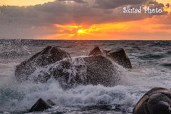 夕陽にざぶーん