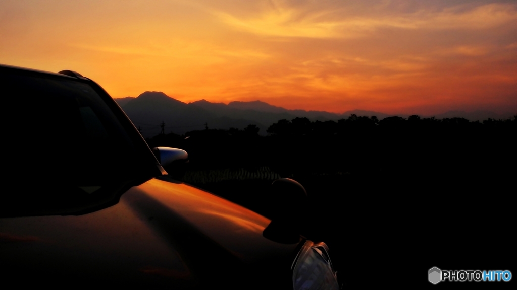 安曇野夕景 （帰り道）