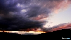 安曇野夕景（低い雲）