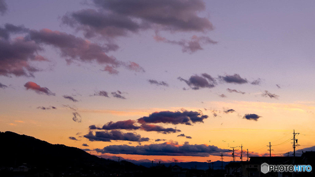 安曇野夕景 （初冬）