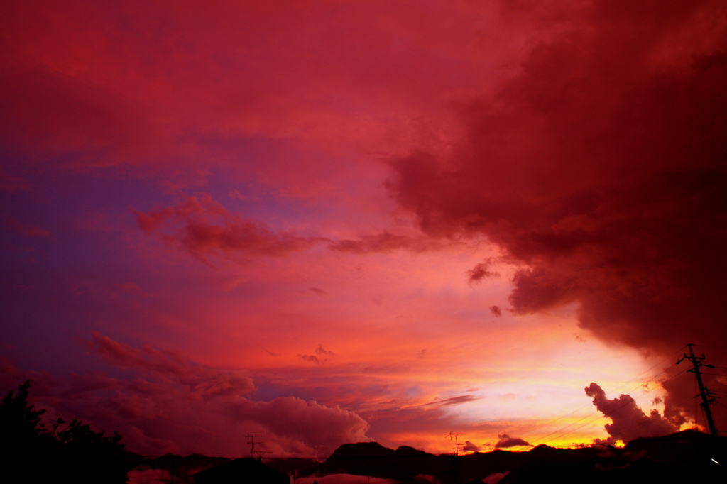 安曇野夕景（雷雨の後）