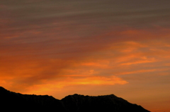 安曇野夕景（染まる雲）