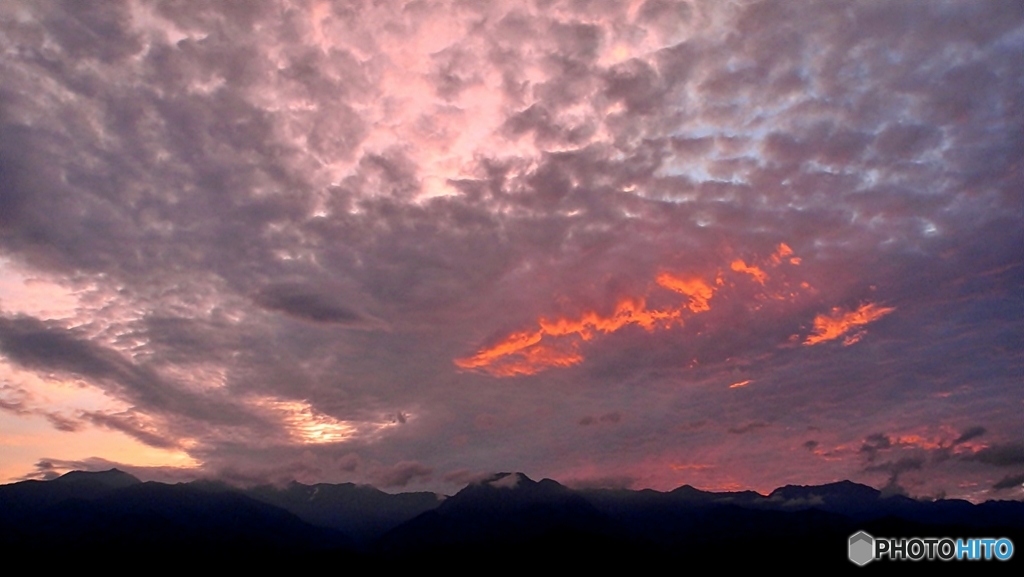 安曇野夕景（茜雲）