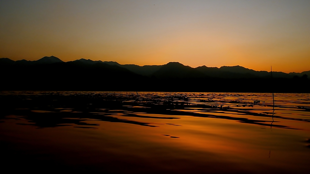 安曇野夕景（遊水池）