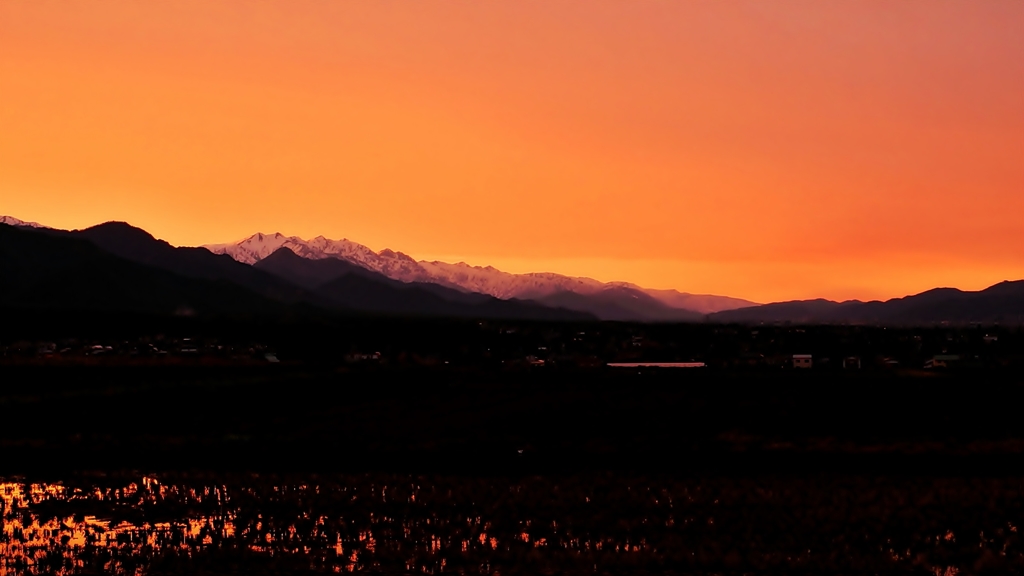 安曇野夕景 （寄り道して）