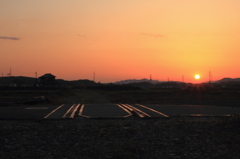 廃線跡の夕焼け