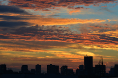 美しく輝く都会の夕景