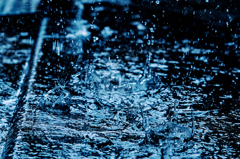 雨粒跳ねる
