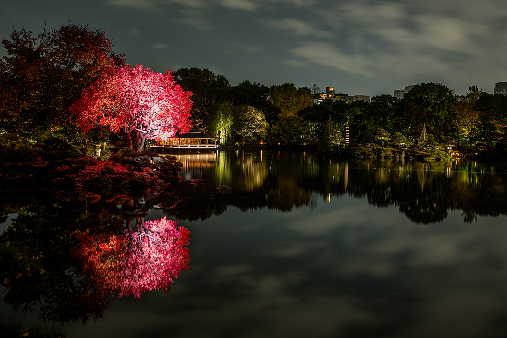 彩付く紅葉水面鏡