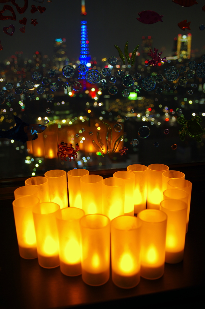 Beautiful night with Tokyo tower behind