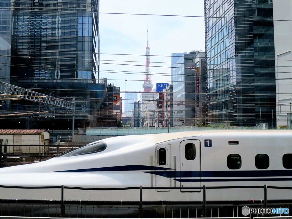 のぞみN700Sと東京タワー