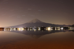 夜の富士と南の夜空