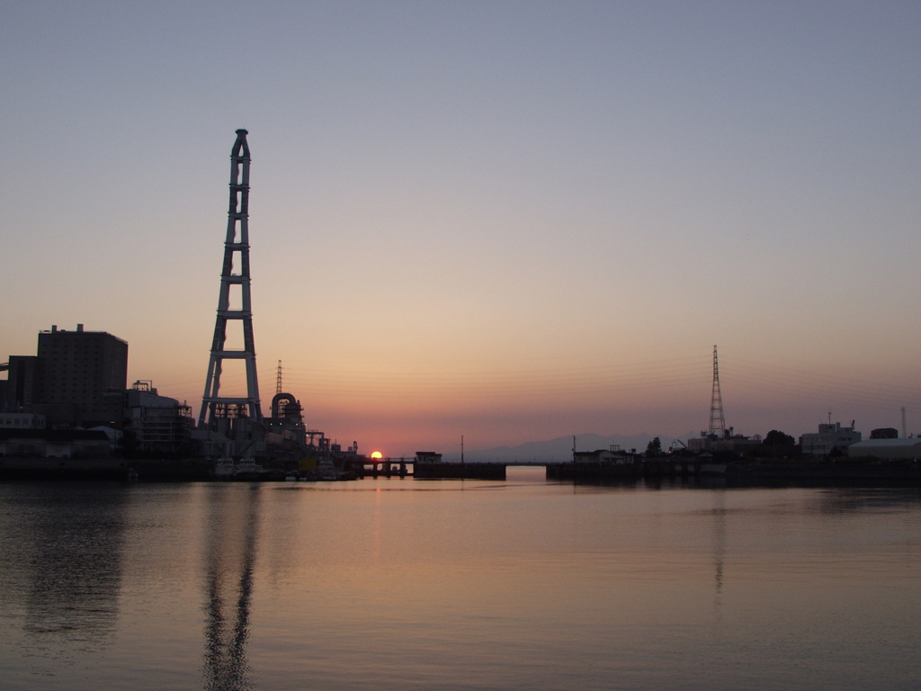 閘門と夕日・その拾弐