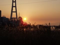 閘門と夕日・その壱