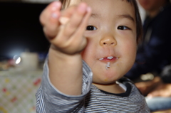 食事中よ