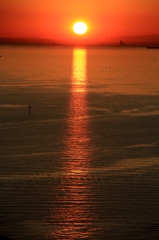 東京湾に沈む夕日