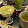 休憩に抹茶善哉。おいしゅうございました。