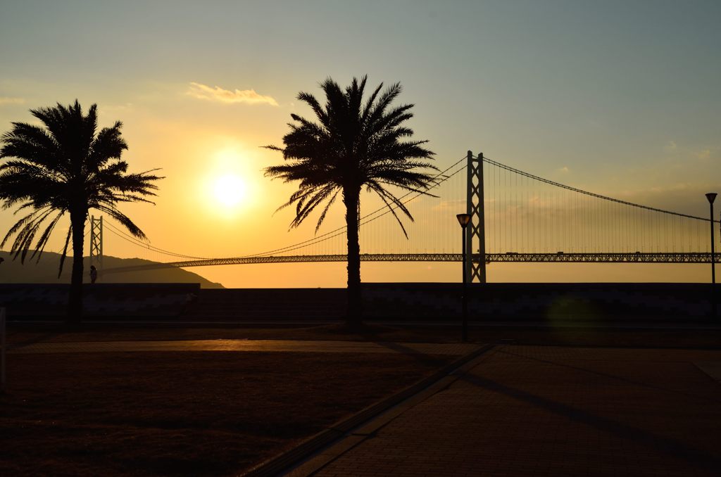 夕方の明石海峡大橋（その１）