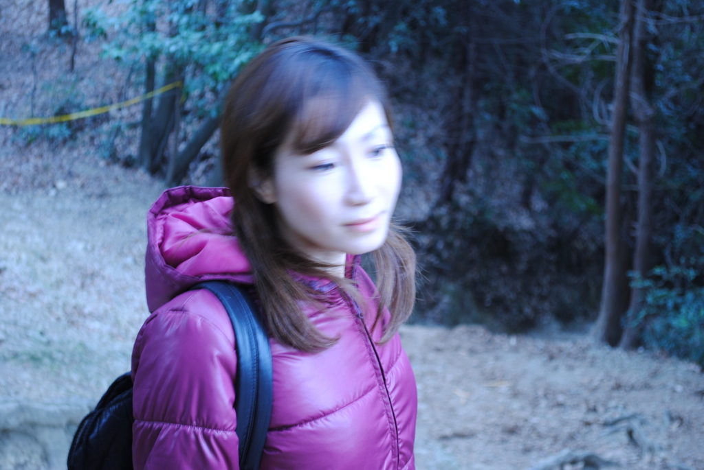 黄昏と山と女
