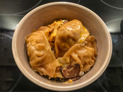 在宅飯 卵とじ餃子丼