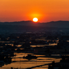 三条山中腹よりの散居村夕景眺望 その3