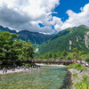 夏の上高地　河童橋下で合流