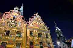ドイツ＆ベルギーの旅　夜の市庁舎とウルム大聖堂