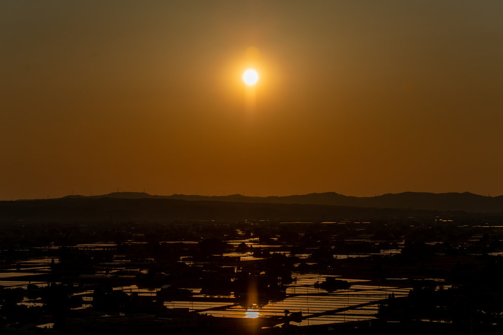 今日も散居村夕景へ