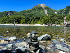 夏の上高地　石積…大正池＆焼岳