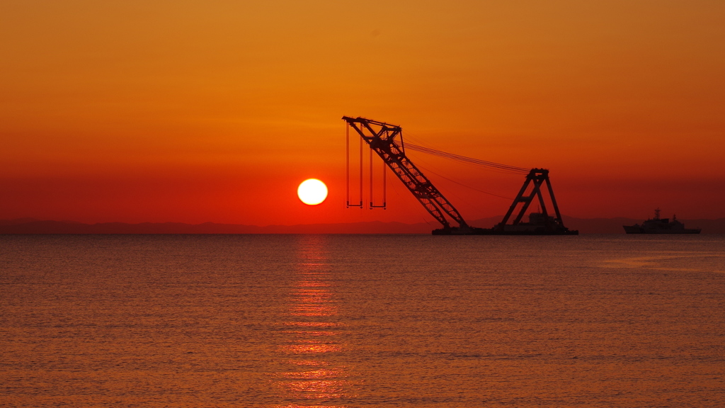 鏡ケ浦の夕日