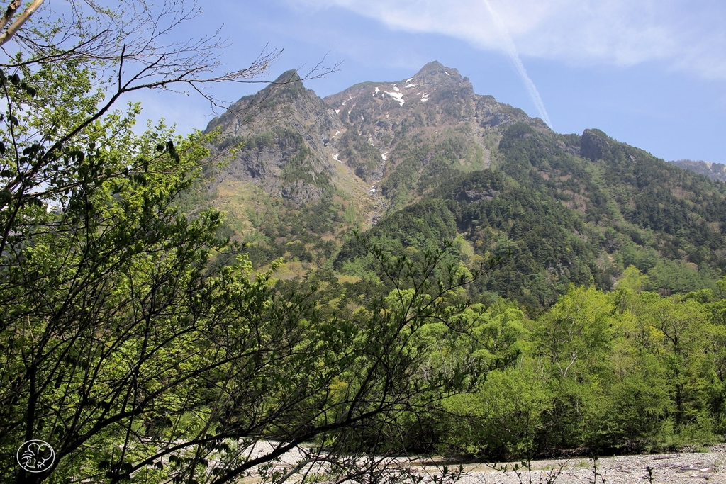 岩肌の その険しさを まざまざと 露わに見せる 明神の峰