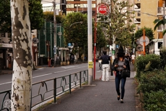 夕暮れの歩道