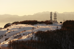 遠望、夕陽にかすむ