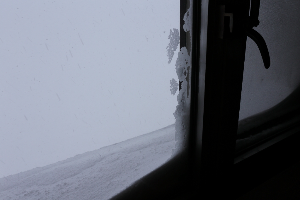 外は吹雪